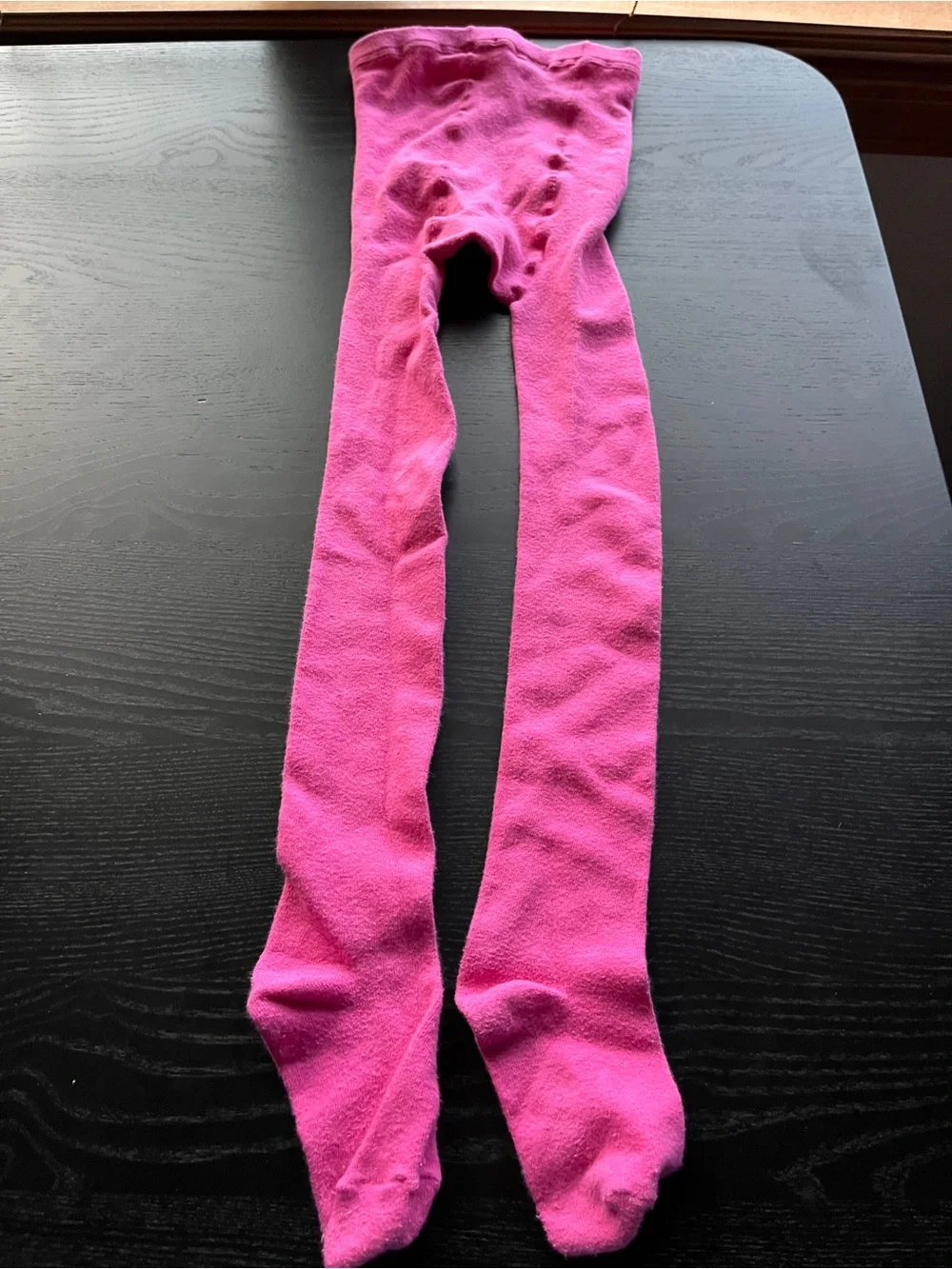 Pink Knit Tights Stockings Size 7-10 Kids Girls Footed Elastic Waist